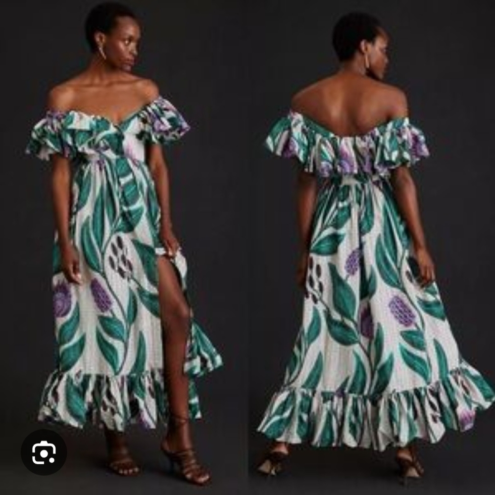 Anthropologie SIKA Off-The-Shoulder Printed Maxi Dress